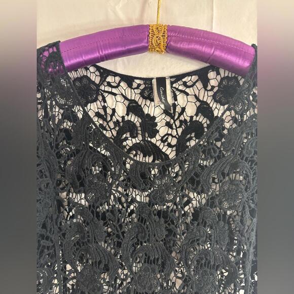 Y2K Black Crochet Boho Whimsigoth 3/4 Sleeve Women’s Top Size M - Picture 15 of 15